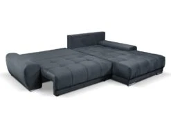 Canapé D'angle Droit Convertible En Velours Gris Anthracite OVADA 15 Canapé D'angle Droit Convertible En Velours Gris Anthracite OVADA -Meubles Soldes Boutique canape 13618219