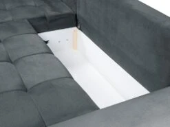 Canapé D'angle Droit Convertible En Velours Gris Anthracite OVADA 18 Canapé D'angle Droit Convertible En Velours Gris Anthracite OVADA -Meubles Soldes Boutique canape 13618221