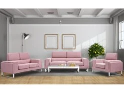 Canapé 2 Places Barth Velours Rose -Meubles Soldes Boutique canape 13688825