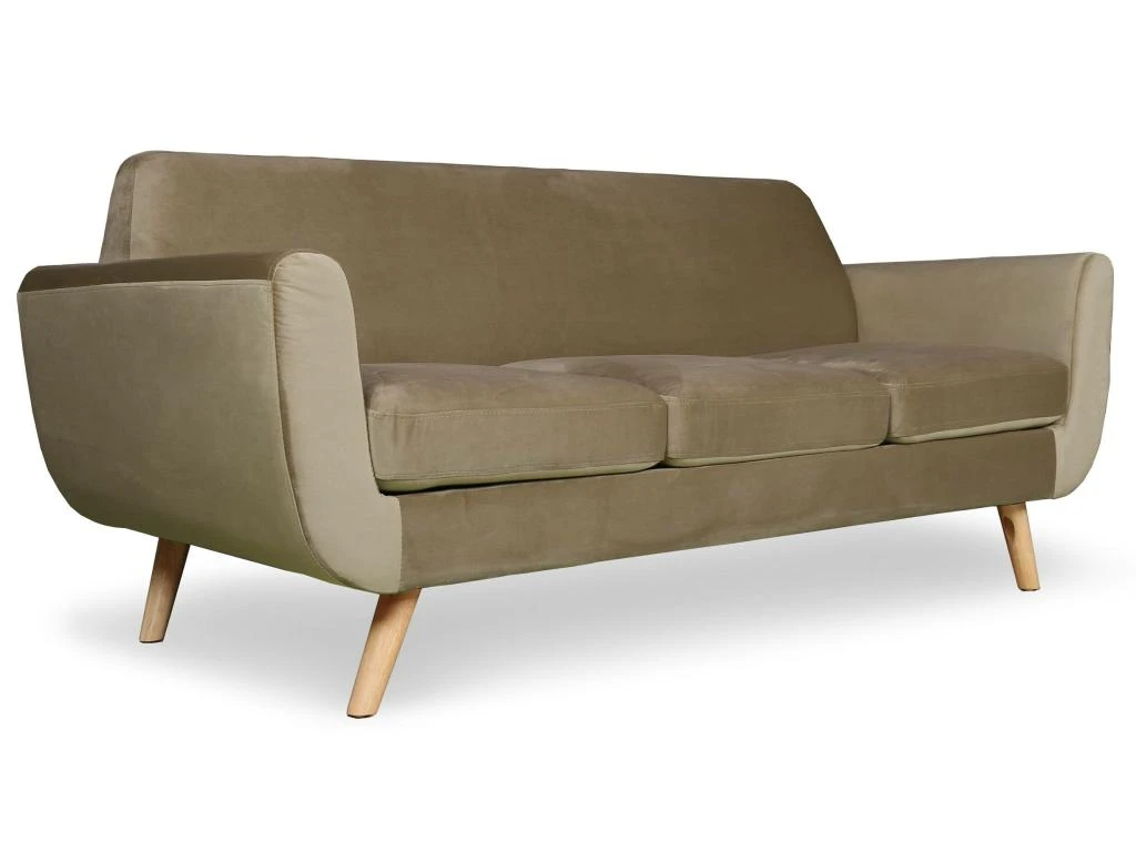 Canapé Scandinave 3 Places Danube Velours Taupe 4 Canapé Scandinave 3 Places Danube Velours Taupe – Image 2