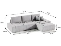 Canapé D'angle Convertible Droit 4 Places Avec Coffre Jonas Gris Clair -Meubles Soldes Boutique canape 14018369