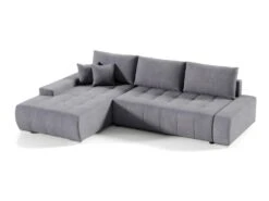 Canapé D'angle Convertible Gauche 4 Places Avec Coffre Jonas Gris Foncé