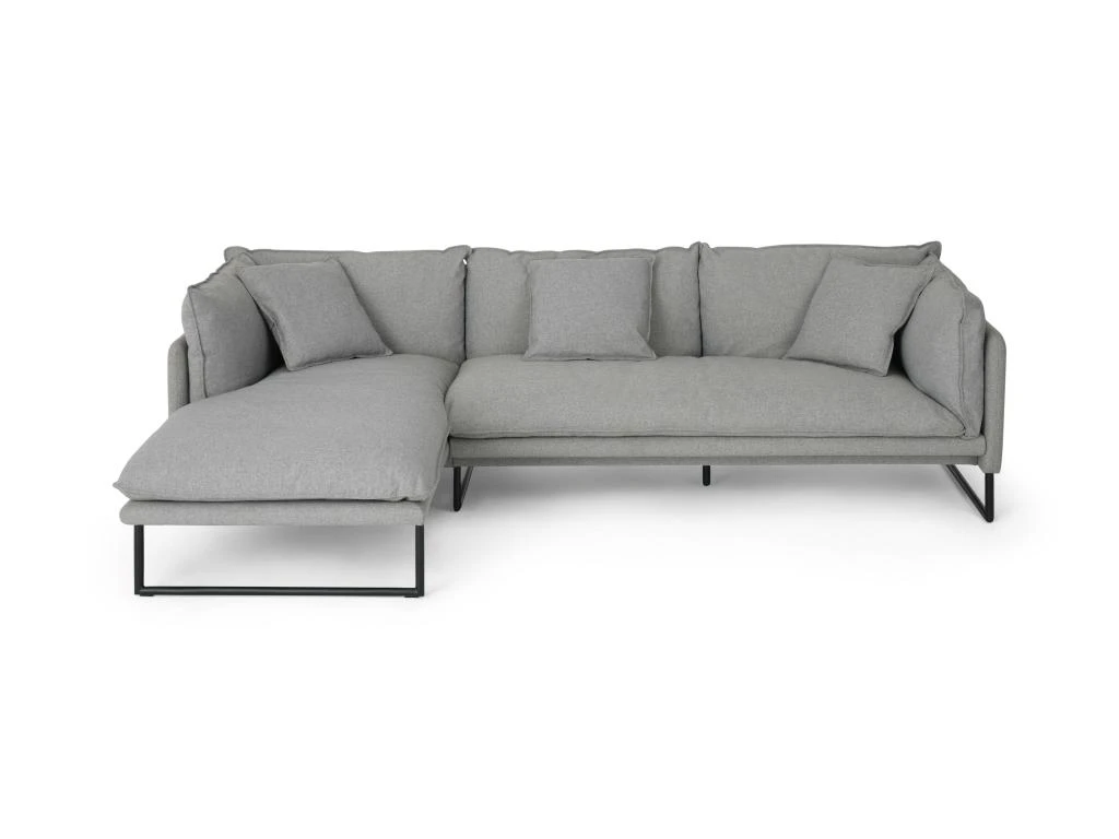 Canapé D'angle Gauche En Tissu Gris Clair LESPI 5 Canapé D'angle Gauche En Tissu Gris Clair LESPI – Image 3