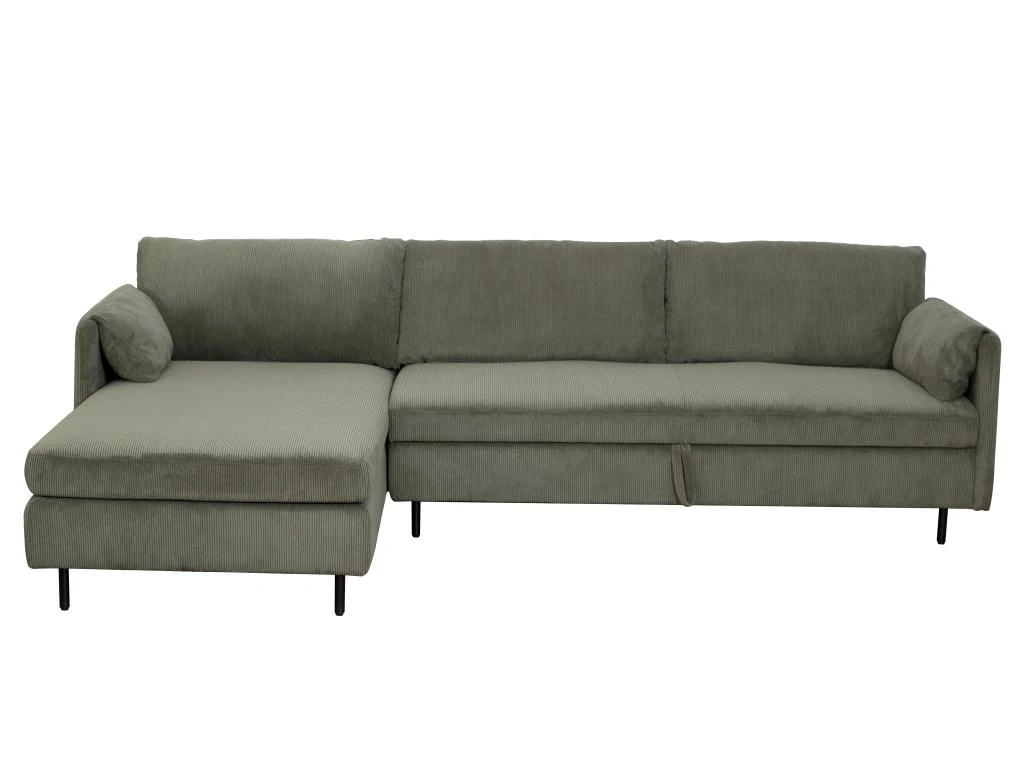 Canapé D'angle Gauche Convertible En Velours Côtelé Vert Olive ALEXANDRA 3 Canapé D'angle Gauche Convertible En Velours Côtelé Vert Olive ALEXANDRA