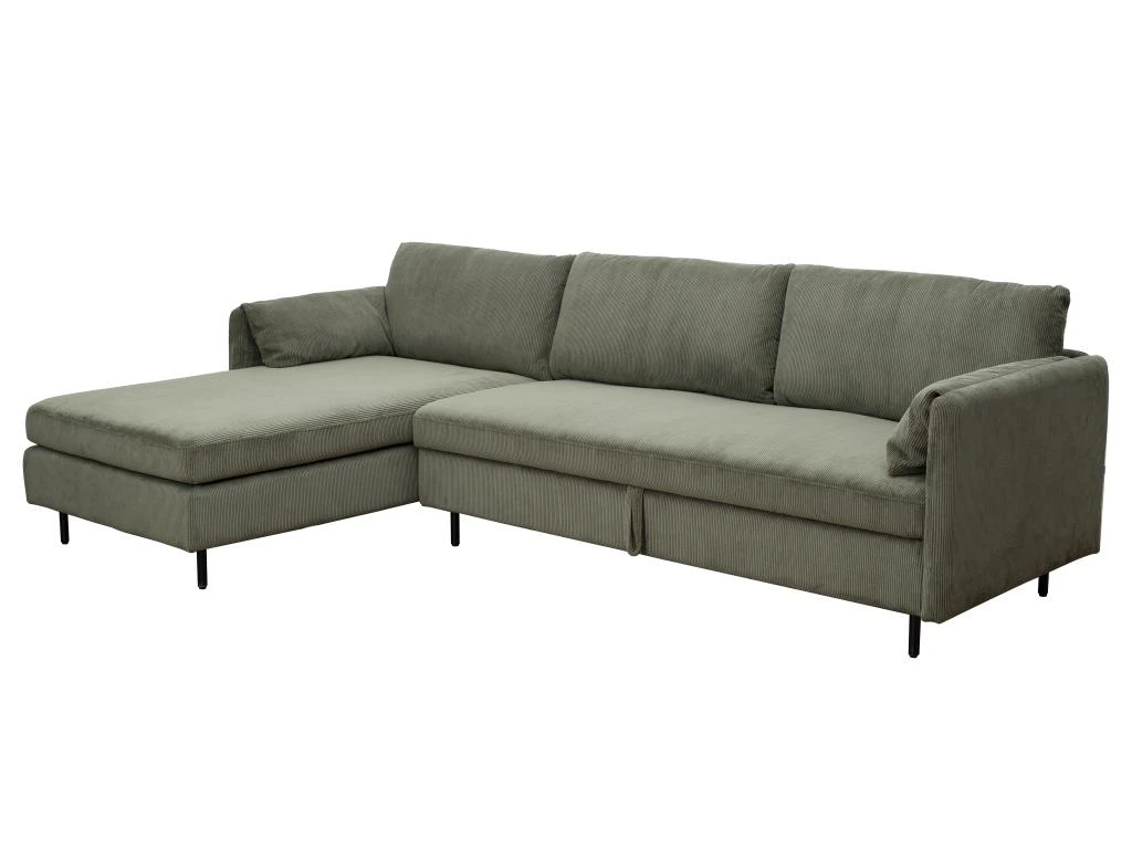 Canapé D'angle Gauche Convertible En Velours Côtelé Vert Olive ALEXANDRA 4 Canapé D'angle Gauche Convertible En Velours Côtelé Vert Olive ALEXANDRA – Image 2