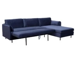 Canapé D'angle Droit Convertible En Velours Bleu Nuit ALEXANDRA -Meubles Soldes Boutique canape 14178385