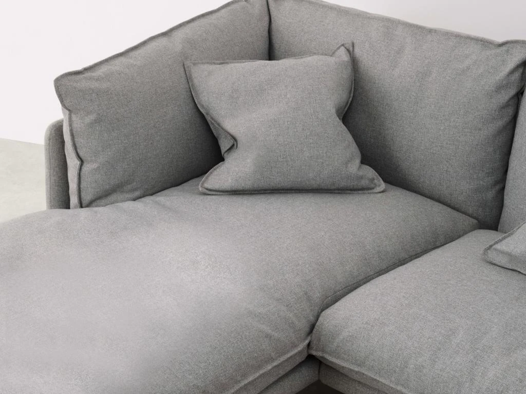 Canapé D'angle Gauche En Tissu Gris Clair LESPI 6 Canapé D'angle Gauche En Tissu Gris Clair LESPI – Image 4