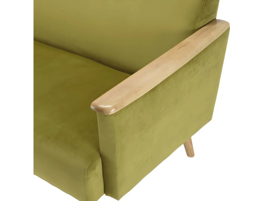 ALBANE - Canapé 2 Places Velours Vert Clair Pieds Et Accoudoirs Bois 5 ALBANE - Canapé 2 Places Velours Vert Clair Pieds Et Accoudoirs Bois – Image 3