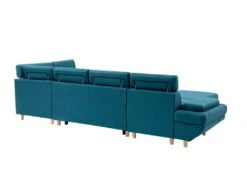 Canapé D'Angle Panoramique MAIA Convertible En Tissu - Angle Droit, Bleu Canard -Meubles Soldes Boutique canape 14643977