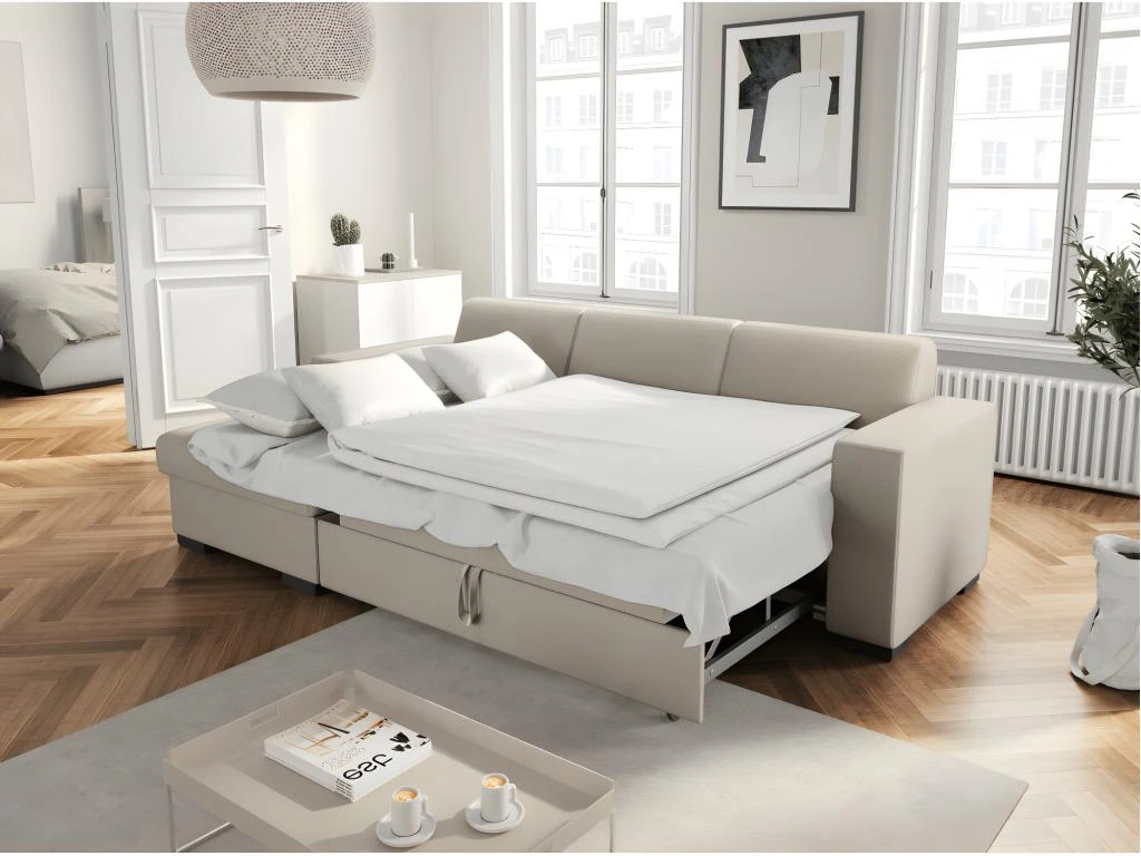 Canapé D'angle FUJI XL Convertible Avec Coffre En Tissu - Angle Gauche, Beige 4 Canapé D'angle FUJI XL Convertible Avec Coffre En Tissu - Angle Gauche, Beige – Image 2