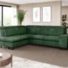 Canapé D'angle Gauche Convertible En Velours Vert DIMARO