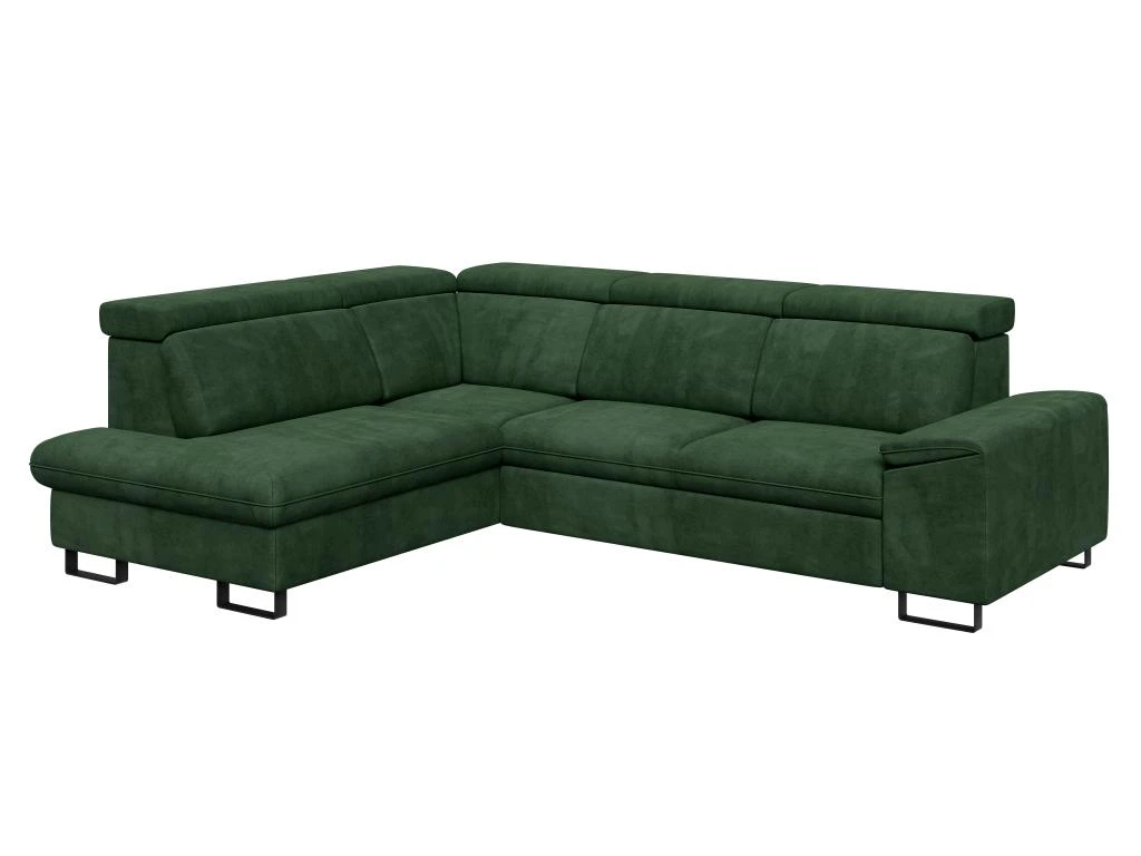 Canapé D'angle Gauche Convertible En Velours Vert DIMARO 4 Canapé D'angle Gauche Convertible En Velours Vert DIMARO – Image 2