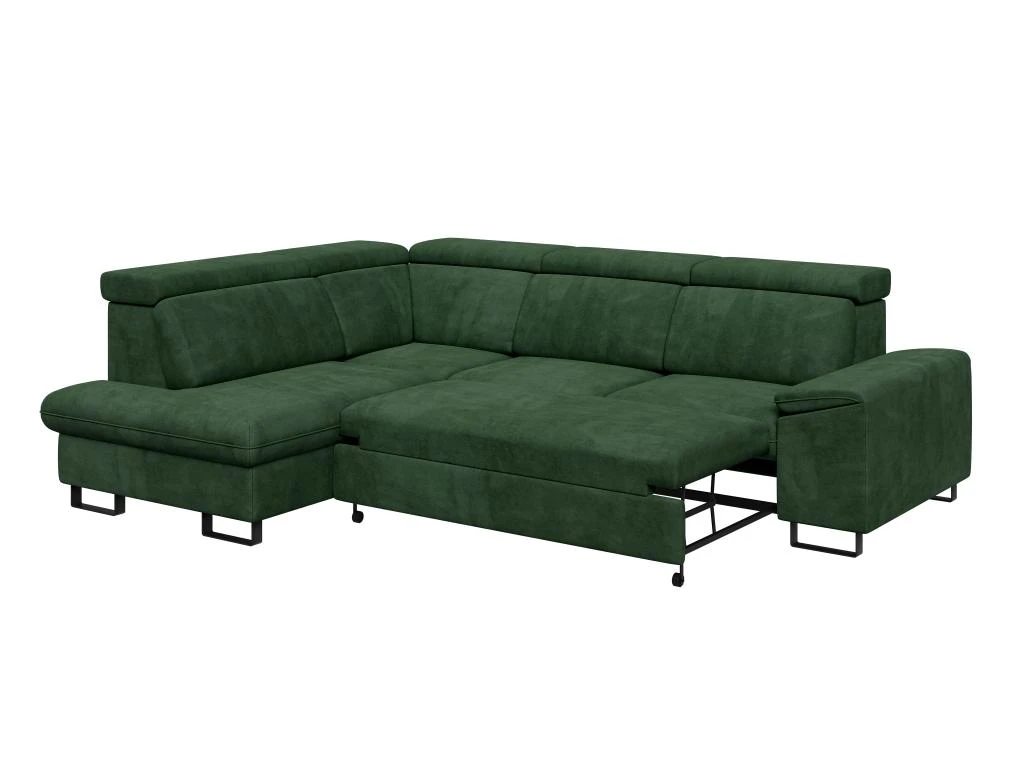 Canapé D'angle Gauche Convertible En Velours Vert DIMARO 7 Canapé D'angle Gauche Convertible En Velours Vert DIMARO – Image 5