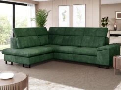 Canapé D'angle Gauche Convertible En Velours Vert DIMARO 18 Canapé D'angle Gauche Convertible En Velours Vert DIMARO -Meubles Soldes Boutique canape 14651635