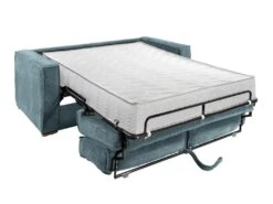 Canapé 3 Places Convertible Express En Velours Côtelé Bleu Clair - Couchage 140 Cm - Matelas 22 Cm LORETO -Meubles Soldes Boutique canape 14802929