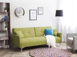 Canapé Convertible 3 Places En Tissu Vert LUCAN