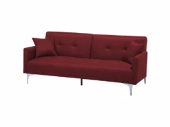 Canapé Convertible 3 Places En Tissu Rouge LUCAN -Meubles Soldes Boutique canape 14828487
