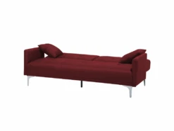 Canapé Convertible 3 Places En Tissu Rouge LUCAN -Meubles Soldes Boutique canape 14828489