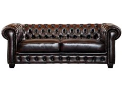 Canapé Chesterfield 3 Places BRENTON 100% Cuir De Buffle - Marron Reflets Châtains 9 Canapé Chesterfield 3 Places BRENTON 100% Cuir De Buffle - Marron Reflets Châtains -Meubles Soldes Boutique canape 148696