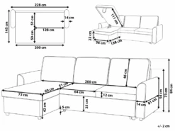 Canapé Angle Côté Droit Convertible En Tissu Noir 3 Places NESNA -Meubles Soldes Boutique canape 14878717
