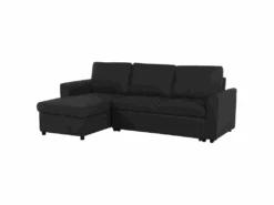 Canapé Angle Côté Droit Convertible En Tissu Noir 3 Places NESNA -Meubles Soldes Boutique canape 14878721