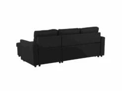 Canapé Angle Côté Droit Convertible En Tissu Noir 3 Places NESNA -Meubles Soldes Boutique canape 14878723
