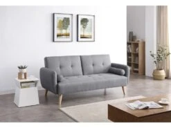 Leskä Gris : Canapé Scandinave Convertible 3 Places Gris -Meubles Soldes Boutique canape 15000545