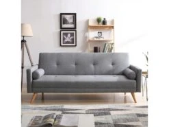 Wooden : Canapé Scandinave Convertible 3 Places Gris