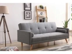 Wooden : Canapé Scandinave Convertible 3 Places Gris -Meubles Soldes Boutique canape 15000761