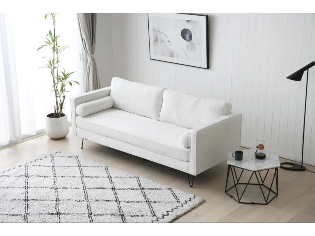 CLOUD - Canapé 3 Places Blanc Bouclette Avec Pieds En Métal 5 CLOUD - Canapé 3 Places Blanc Bouclette Avec Pieds En Métal – Image 3