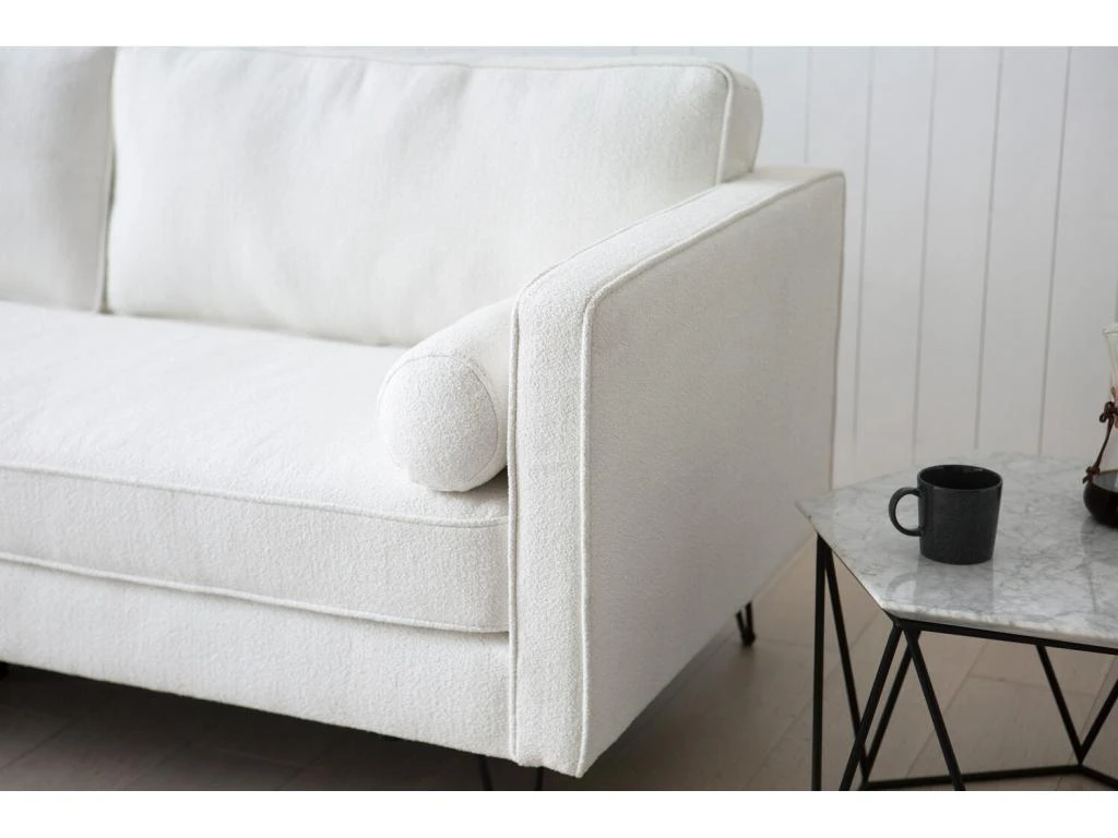 CLOUD - Canapé 3 Places Blanc Bouclette Avec Pieds En Métal 8 CLOUD - Canapé 3 Places Blanc Bouclette Avec Pieds En Métal – Image 6