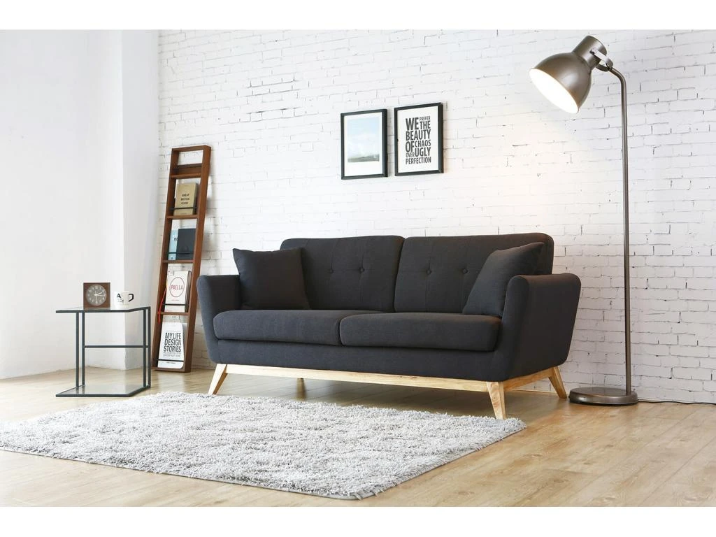 Hoga : Canapé Scandinave 3 Places Gris Anthracite + 2 Coussins 10 Hoga : Canapé Scandinave 3 Places Gris Anthracite + 2 Coussins – Image 8