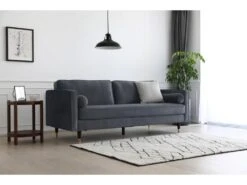 Nalha Gris Foncé Velours 3p -Meubles Soldes Boutique canape 15007917