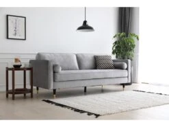 Nalha Gris Clair 3p Velours -Meubles Soldes Boutique canape 15007937