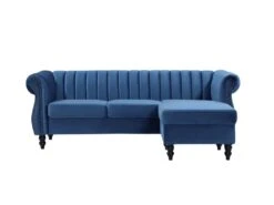Canapé D'angle Réversible En Velours Bleu Roi TRUMBO 12 Canapé D'angle Réversible En Velours Bleu Roi TRUMBO -Meubles Soldes Boutique canape 15073403