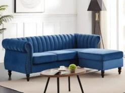 Canapé D'angle Réversible En Velours Bleu Roi TRUMBO 17 Canapé D'angle Réversible En Velours Bleu Roi TRUMBO -Meubles Soldes Boutique canape 15073405