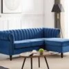 Canapé D'angle Réversible En Velours Bleu Roi TRUMBO -Meubles Soldes Boutique canape 15073407