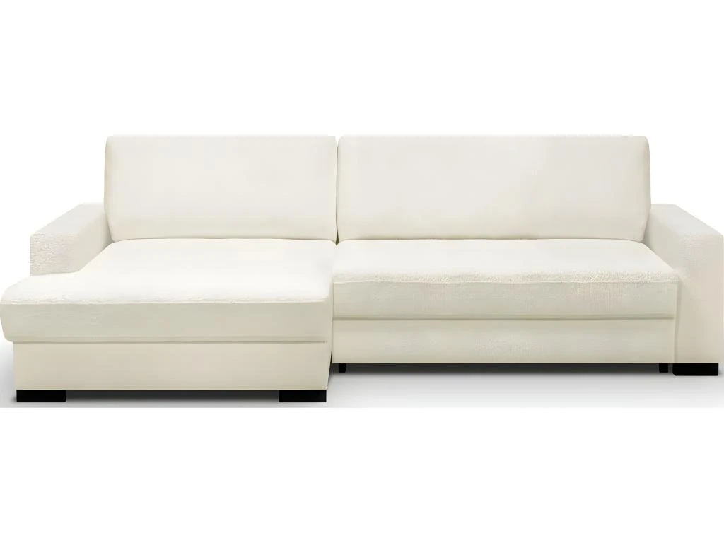 Canapé D'angle à Gauche Convertible 3 Places Avec Coffre En Tissu Bouclé écru - Arty 3 Canapé D'angle à Gauche Convertible 3 Places Avec Coffre En Tissu Bouclé écru - Arty