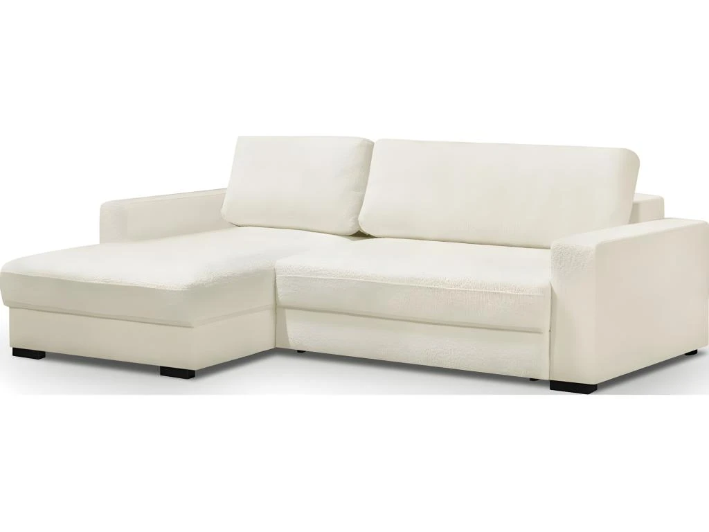 Canapé D'angle à Gauche Convertible 3 Places Avec Coffre En Tissu Bouclé écru - Arty 4 Canapé D'angle à Gauche Convertible 3 Places Avec Coffre En Tissu Bouclé écru - Arty – Image 2