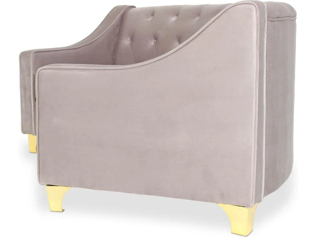 Canapé 3 Places Inoui Velours Taupe Et Pieds Or 6 Canapé 3 Places Inoui Velours Taupe Et Pieds Or – Image 4