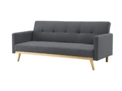 LEON - Canapé Convertible Gris Foncé Avec Pieds Bois -Meubles Soldes Boutique canape 15907933