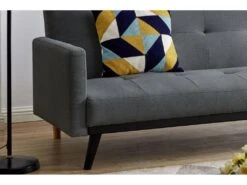 LEON - Canapé Convertible Gris Foncé Avec Pieds Bois -Meubles Soldes Boutique canape 15907935