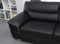 Canapé 3 Places En Cuir THIBAULT - Noir 17 Canapé 3 Places En Cuir THIBAULT - Noir -Meubles Soldes Boutique canape 159605