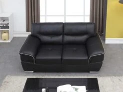 Canapé 2 Places En Cuir THIBAULT - Noir -Meubles Soldes Boutique canape 159609