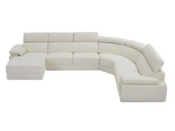 Canapé Panoramique 7 Places En Cuir ELEVANTO - Blanc - Angle Gauche -Meubles Soldes Boutique canape 15978317