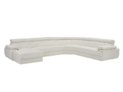 Canapé Panoramique 7 Places En Cuir ELEVANTO - Blanc - Angle Gauche -Meubles Soldes Boutique canape 15978319