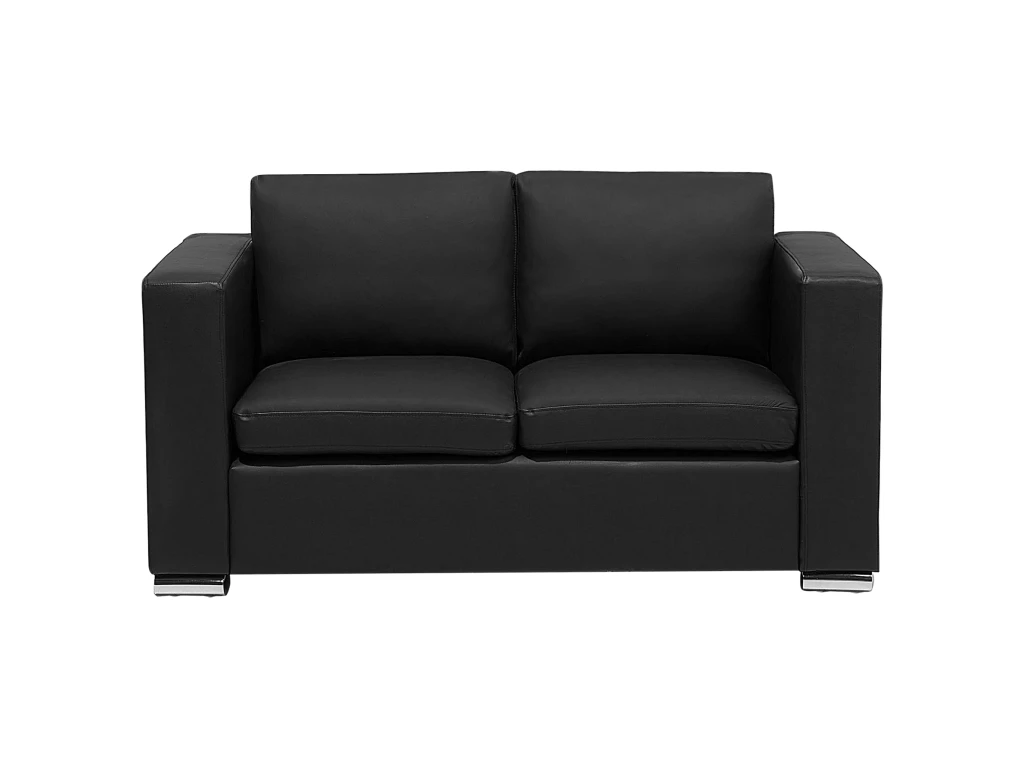 Canapé 2 Places En Cuir Noir HELSINKI 3 Canapé 2 Places En Cuir Noir HELSINKI