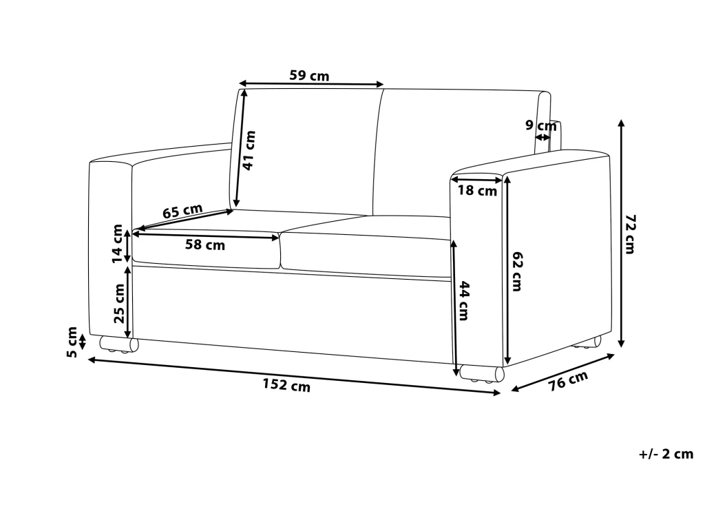Canapé 2 Places En Cuir Noir HELSINKI 5 Canapé 2 Places En Cuir Noir HELSINKI – Image 3