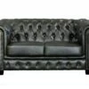 Canapé Chesterfield 2 Places BRENTON 100% Cuir De Buffle - Vert Empire -Meubles Soldes Boutique canape 162395