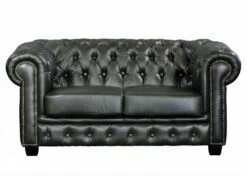 Canapé Chesterfield 2 Places BRENTON 100% Cuir De Buffle - Vert Empire